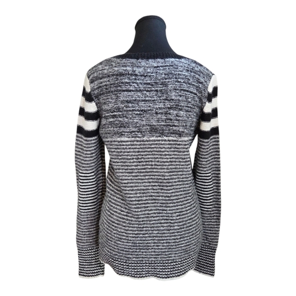 Sam Edelman Black and White Striped Wool Blend Sweater  Size Med - Picture 2 of 4